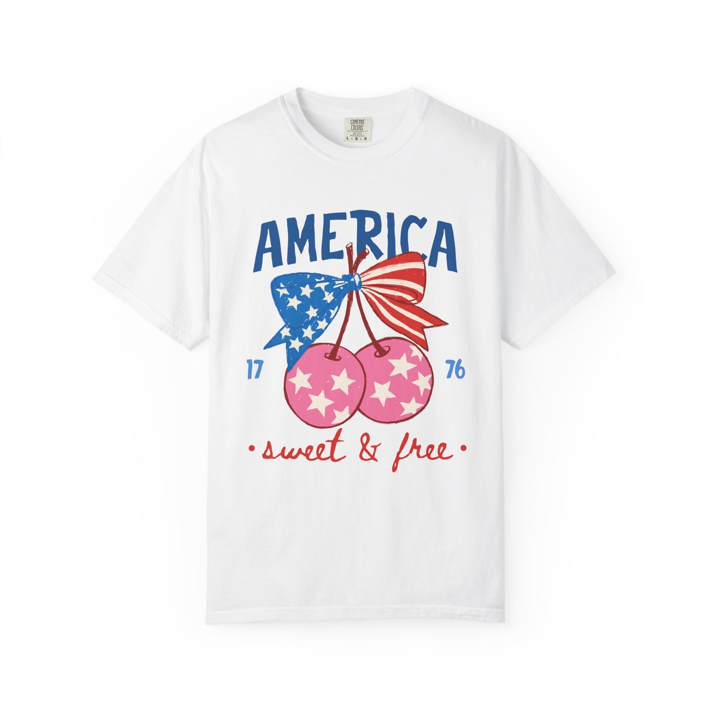 America Sweet & Free T-Shirt — Patriotic Cherry Graphic Tee