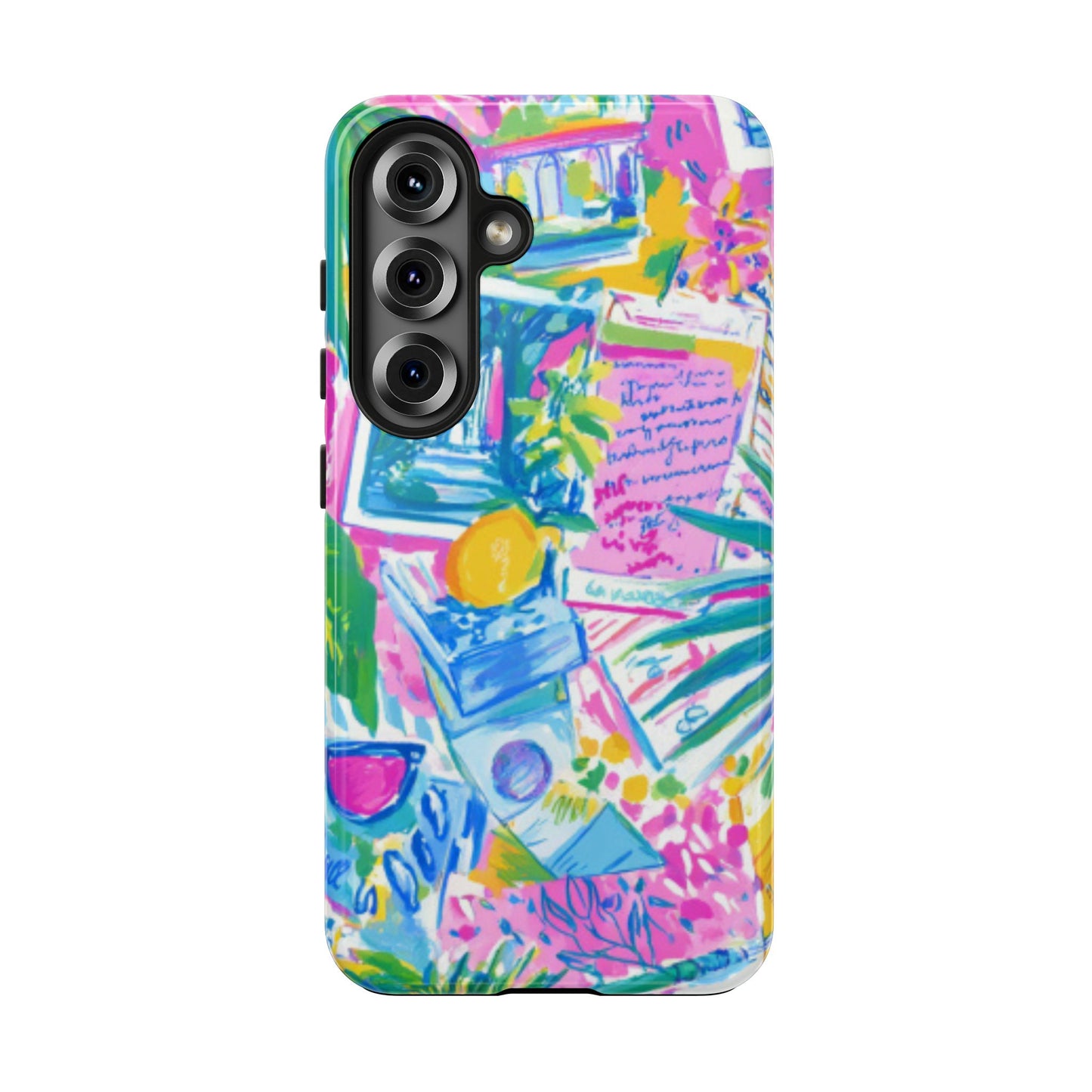 Tough Phone Case — Colorful Tropical Desk Pattern