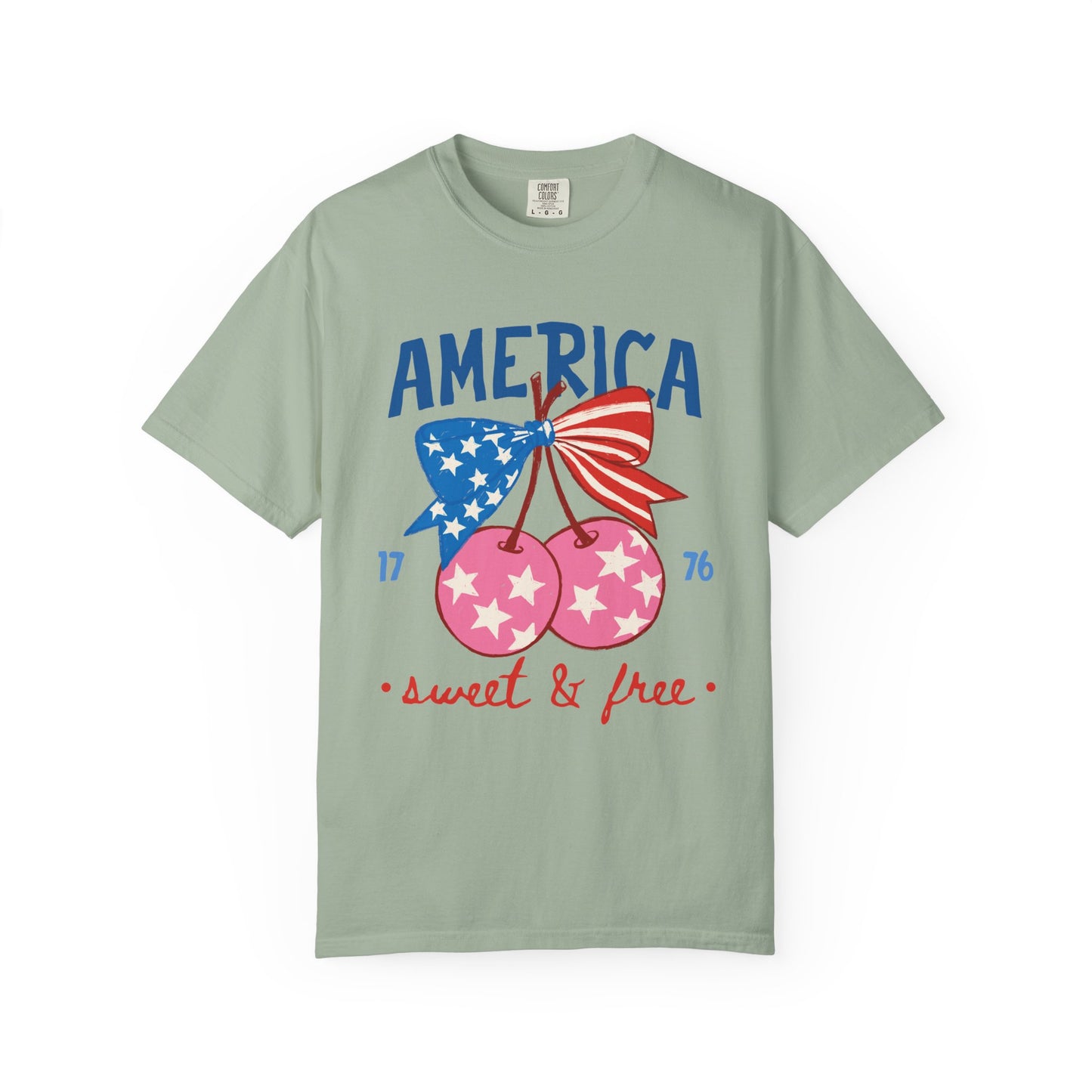 America Sweet & Free T-Shirt — Patriotic Cherry Graphic Tee