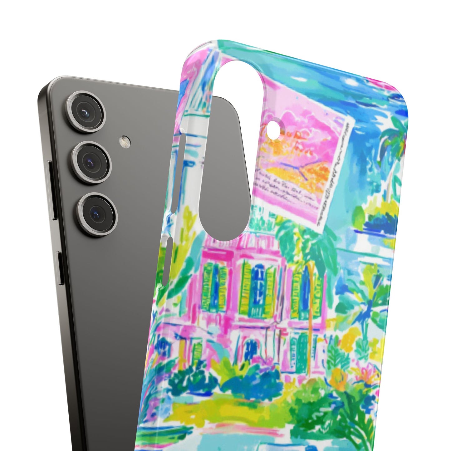Tropical Pastel Beach Houses Print - PHONE CASE