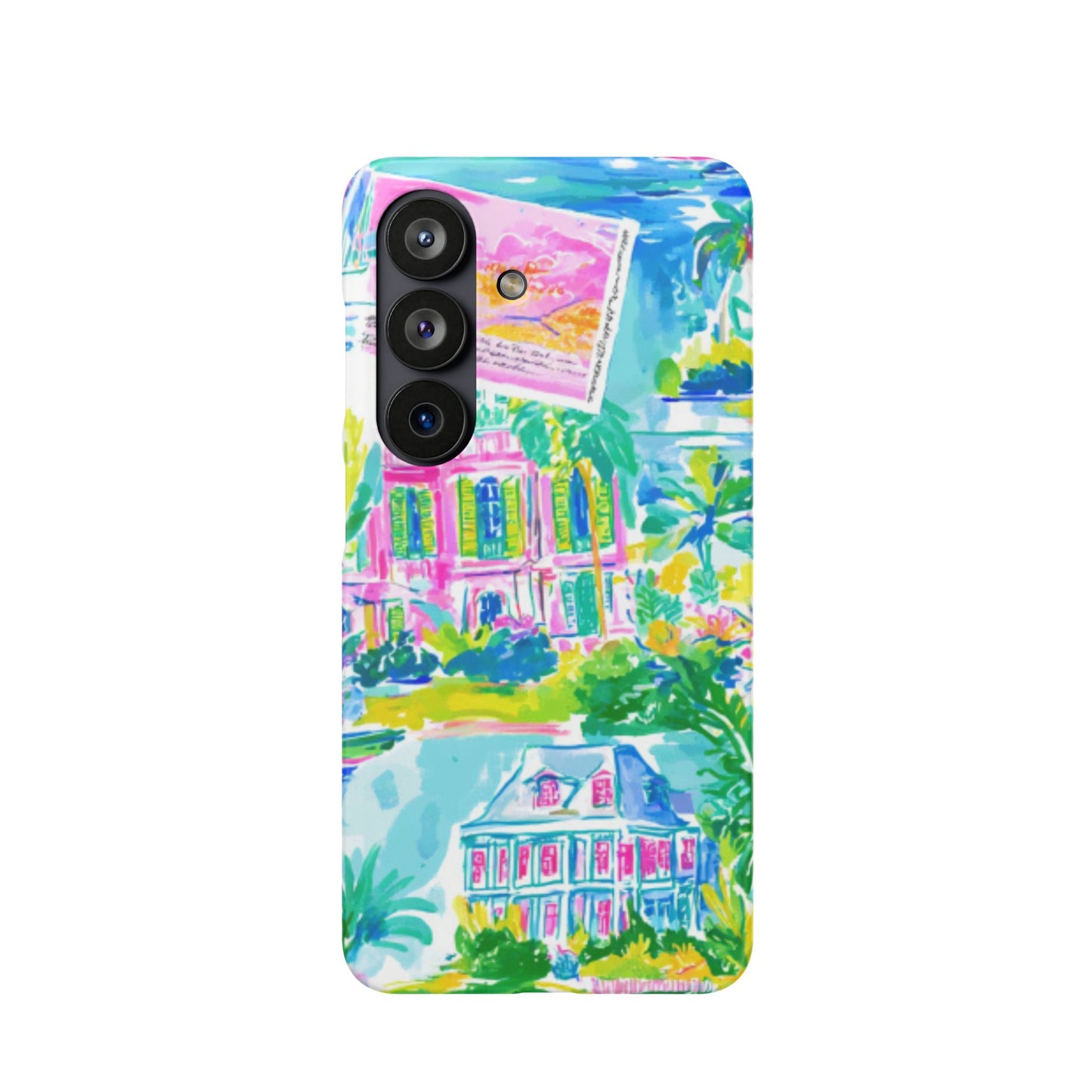 Tropical Pastel Beach Houses Print - PHONE CASE