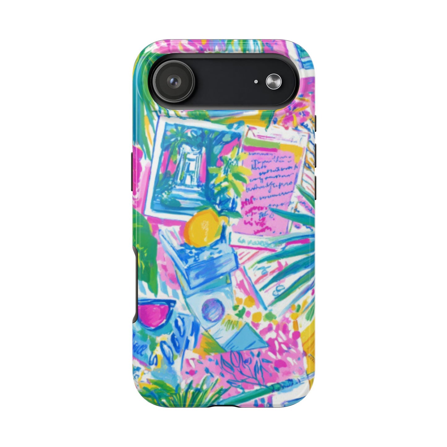 Tough Phone Case — Colorful Tropical Desk Pattern