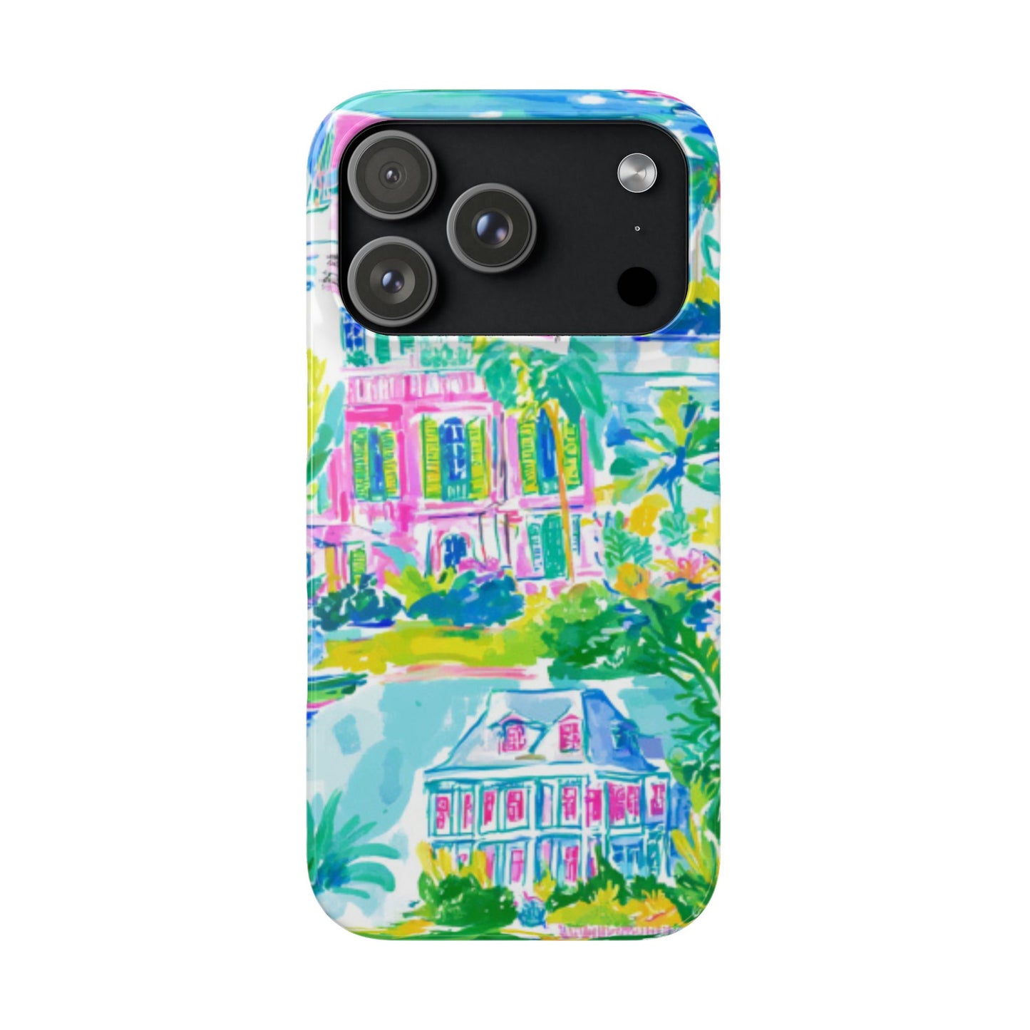 Tropical Pastel Beach Houses Print - PHONE CASE