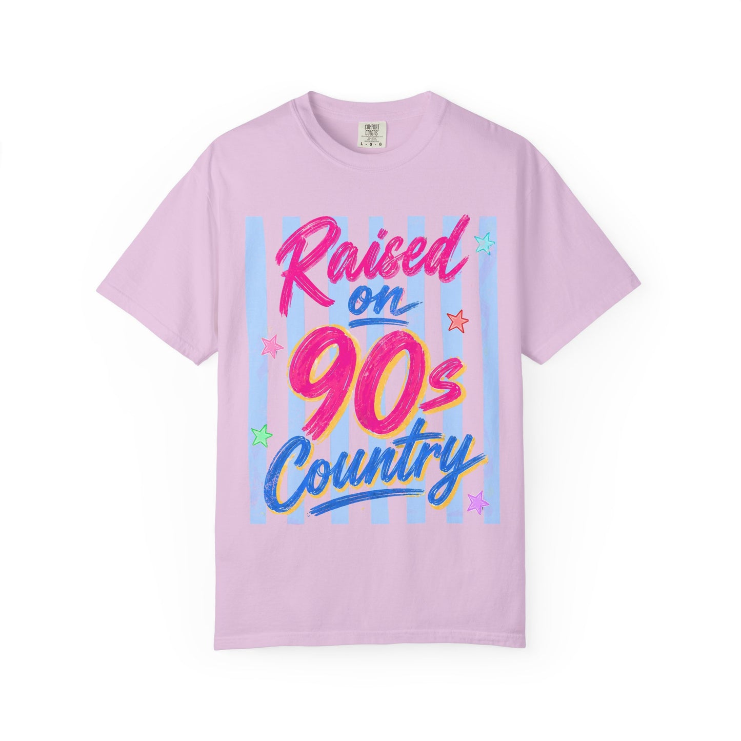 T-Shirt — "Raised on 90s Country" Retro Neon Graphic Tee