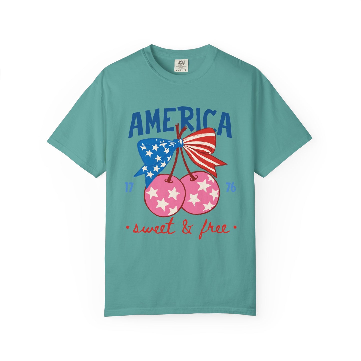 America Sweet & Free T-Shirt — Patriotic Cherry Graphic Tee