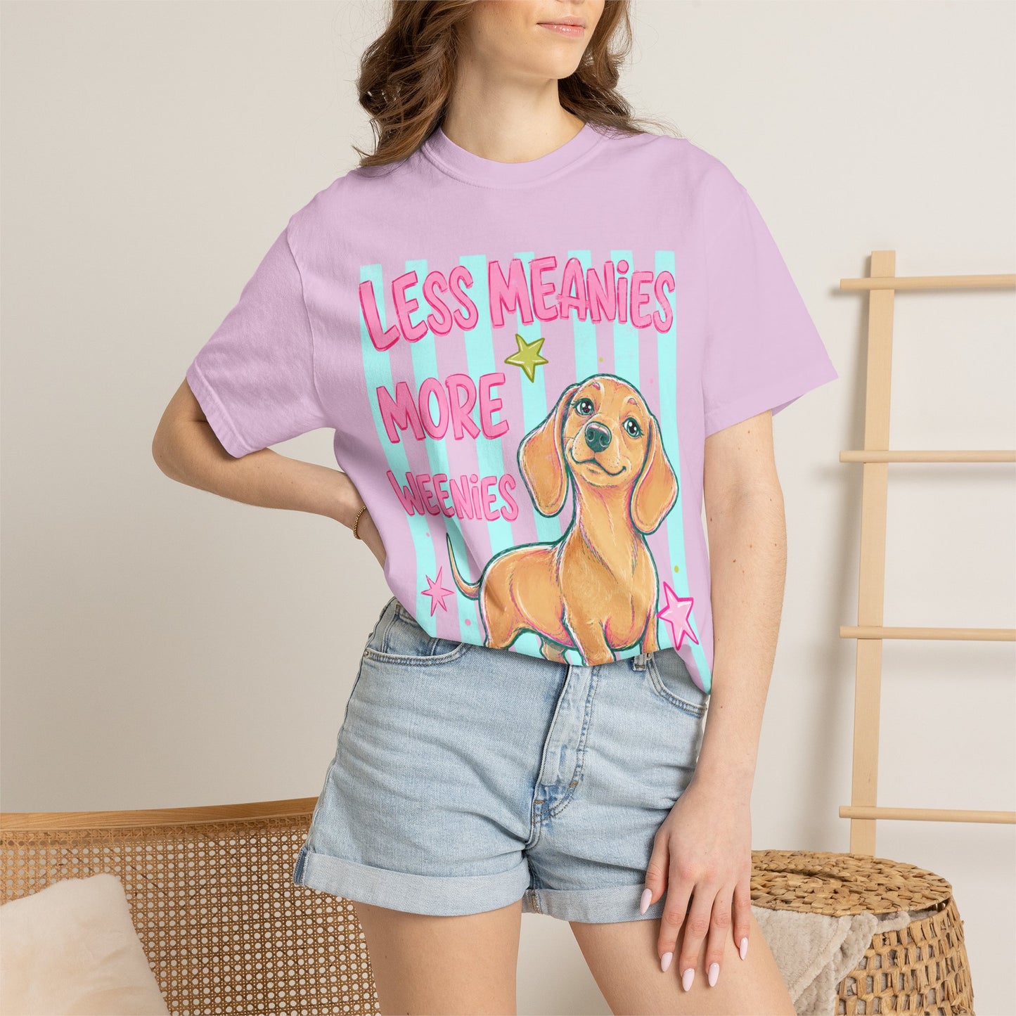 Dachshund Graphic T-Shirt — "Less Meanies More Weenies" Cute Dog Tee