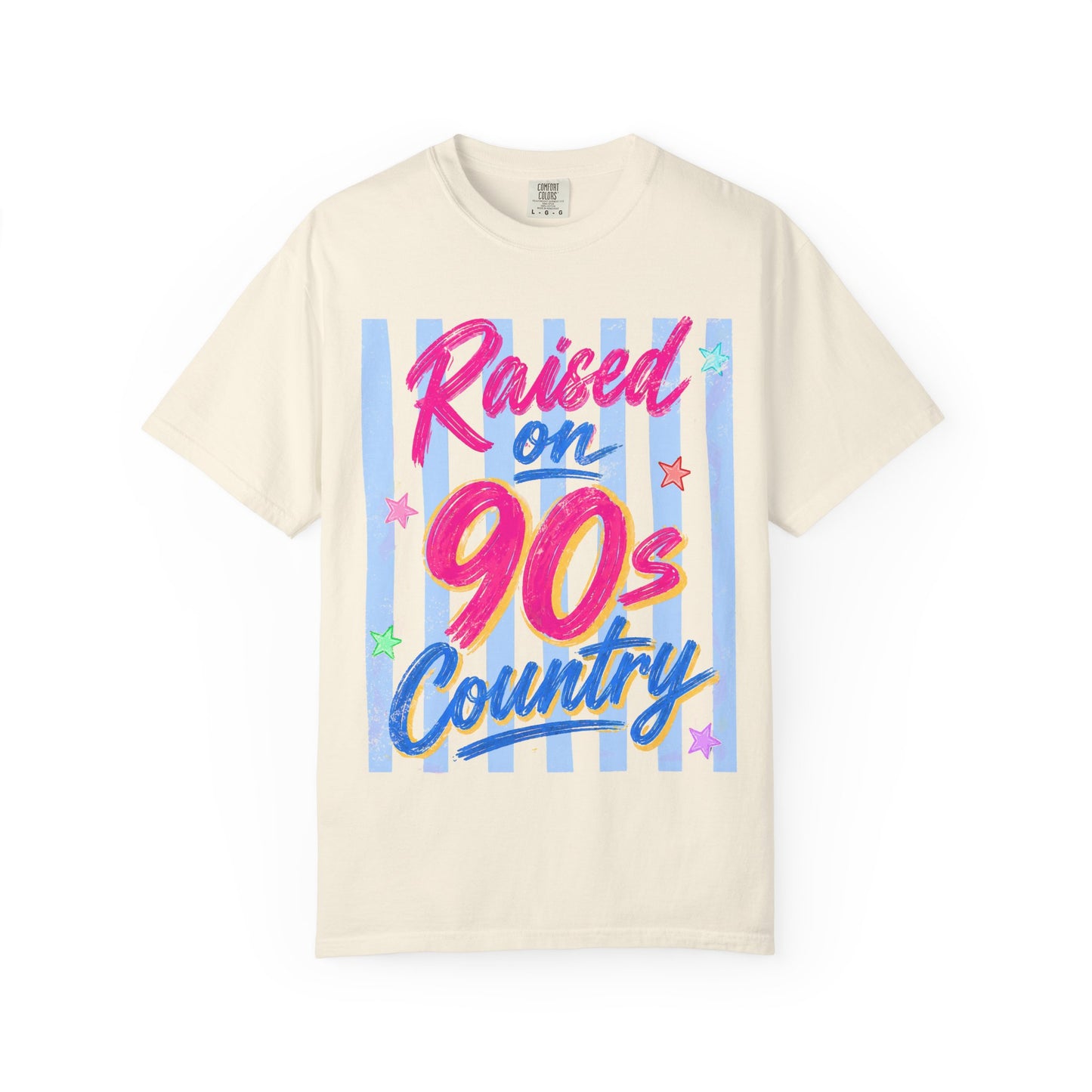T-Shirt — "Raised on 90s Country" Retro Neon Graphic Tee