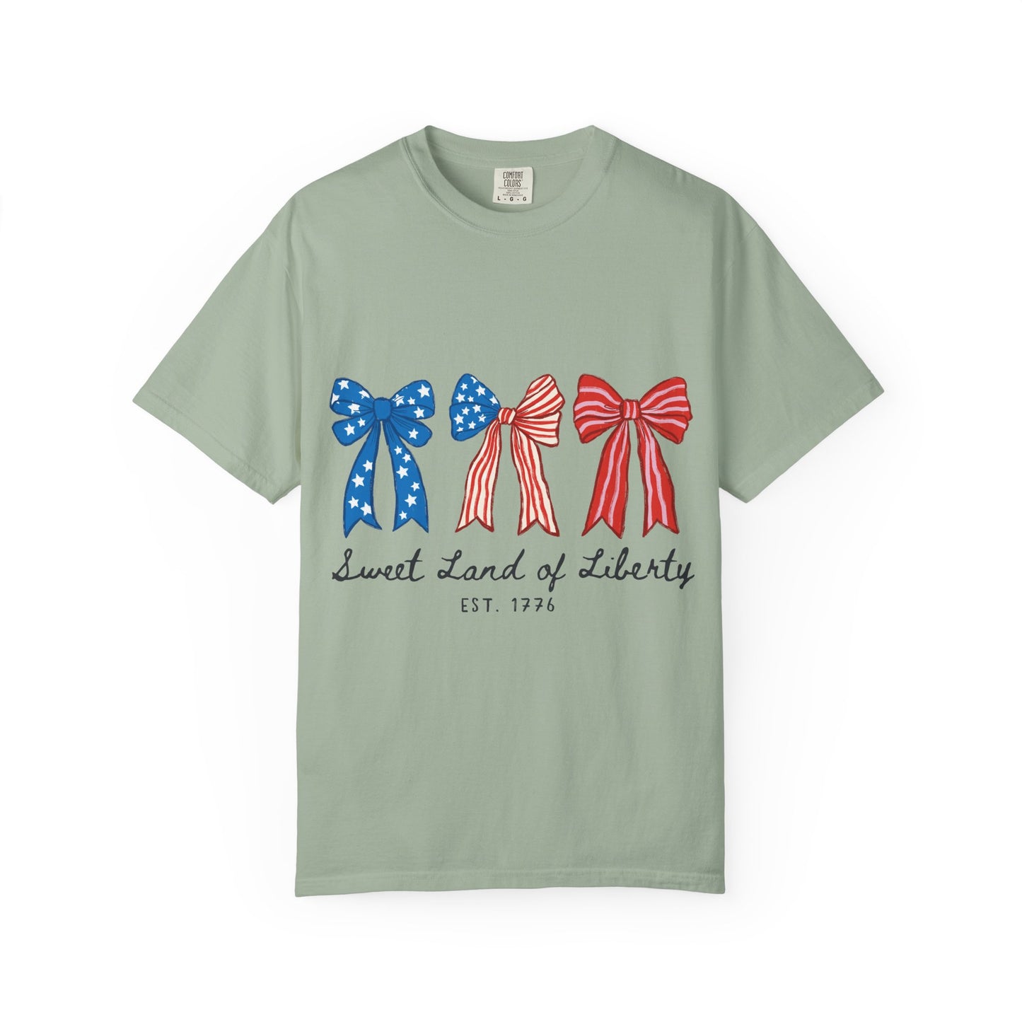 Patriotic Bows T-Shirt — "Sweet Land of Liberty" 4th of July Tee