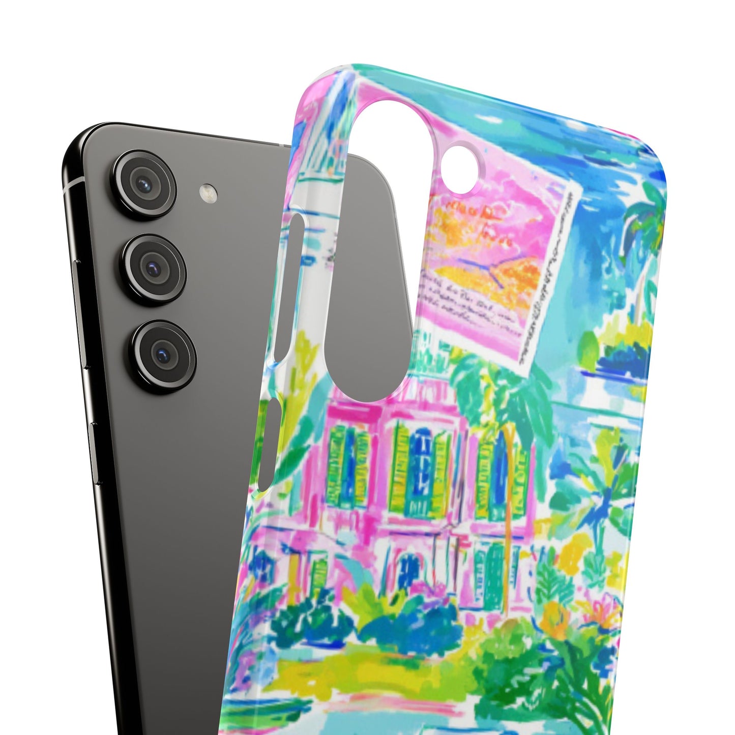 Tropical Pastel Beach Houses Print - PHONE CASE
