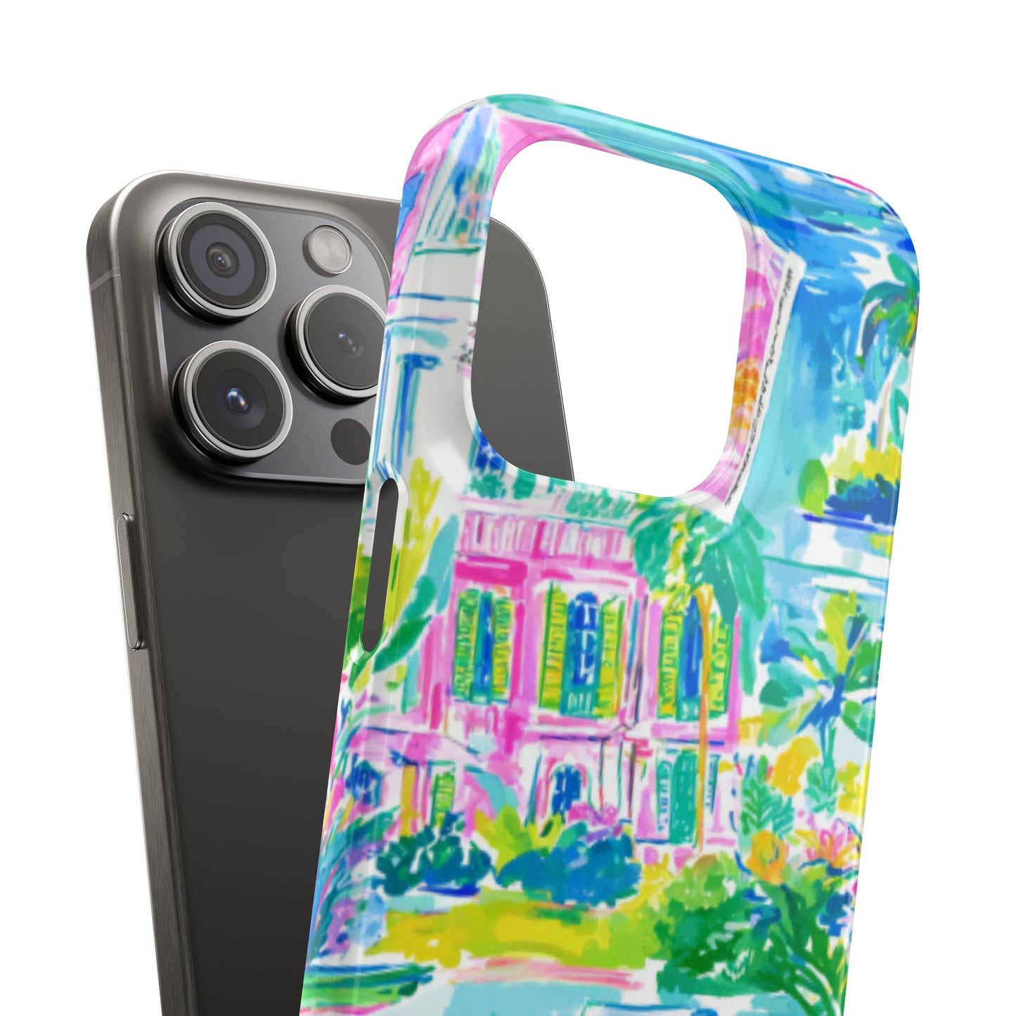 Tropical Pastel Beach Houses Print - PHONE CASE