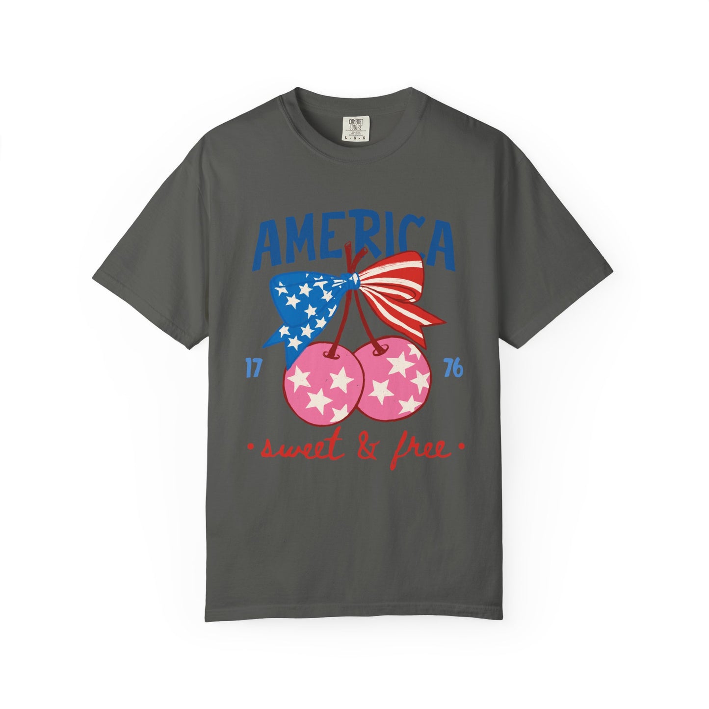 America Sweet & Free T-Shirt — Patriotic Cherry Graphic Tee