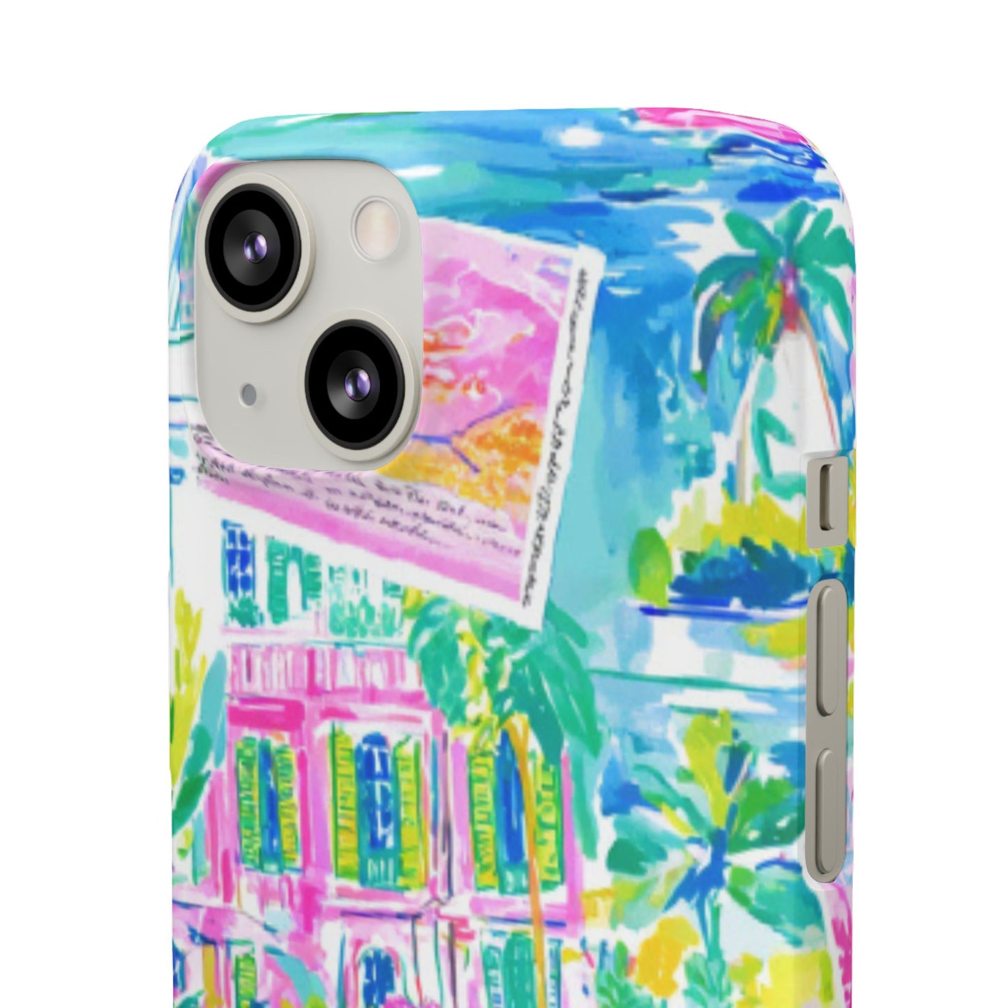 Tropical Pastel Beach Houses Print - PHONE CASE