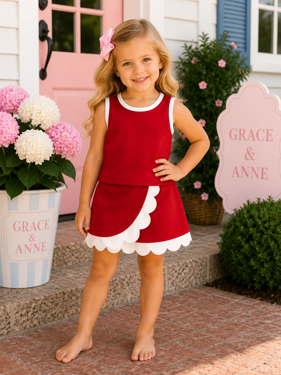 Burgundy Performance Scalloped Skorts Set