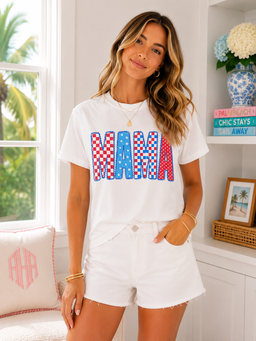 Mama Patriotic T-Shirt — Red White Blue Americana 'MAMA' Graphic Tee