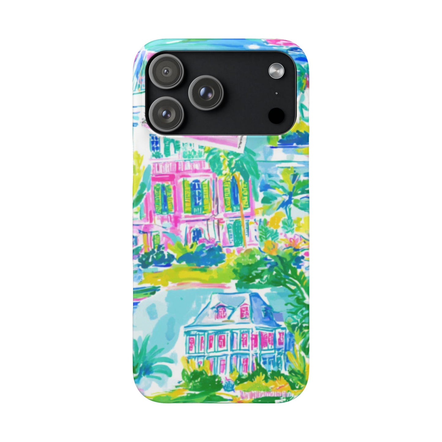 Tropical Pastel Beach Houses Print - PHONE CASE