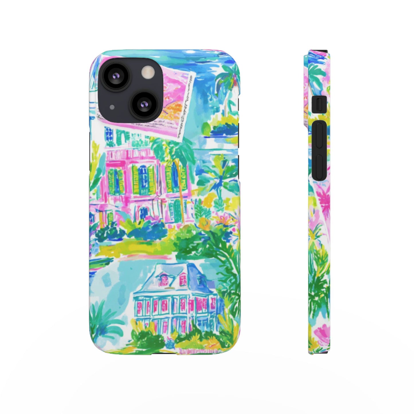 Tropical Pastel Beach Houses Print - PHONE CASE