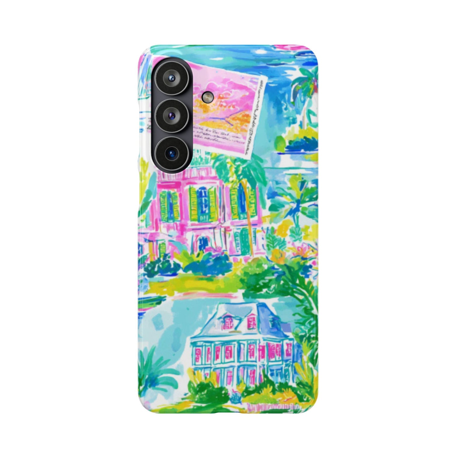 Tropical Pastel Beach Houses Print - PHONE CASE