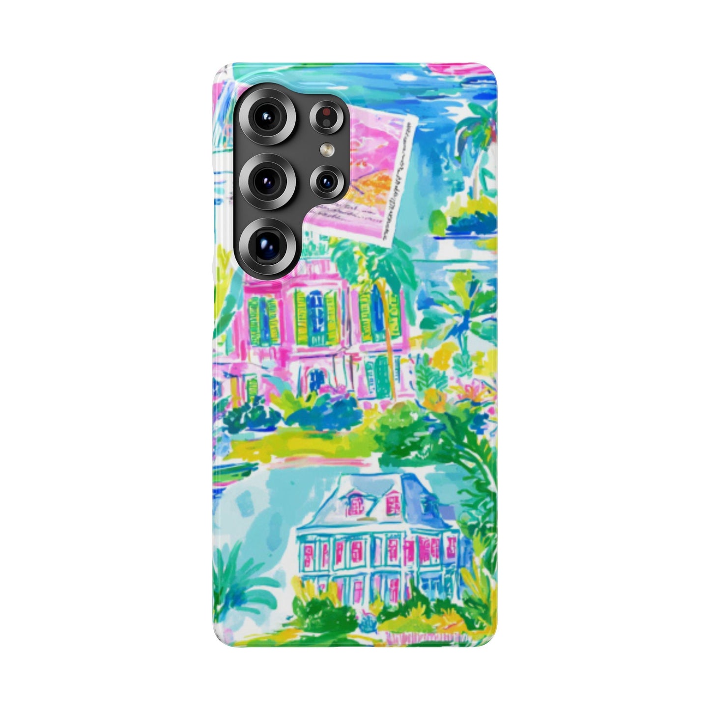 Tropical Pastel Beach Houses Print - PHONE CASE