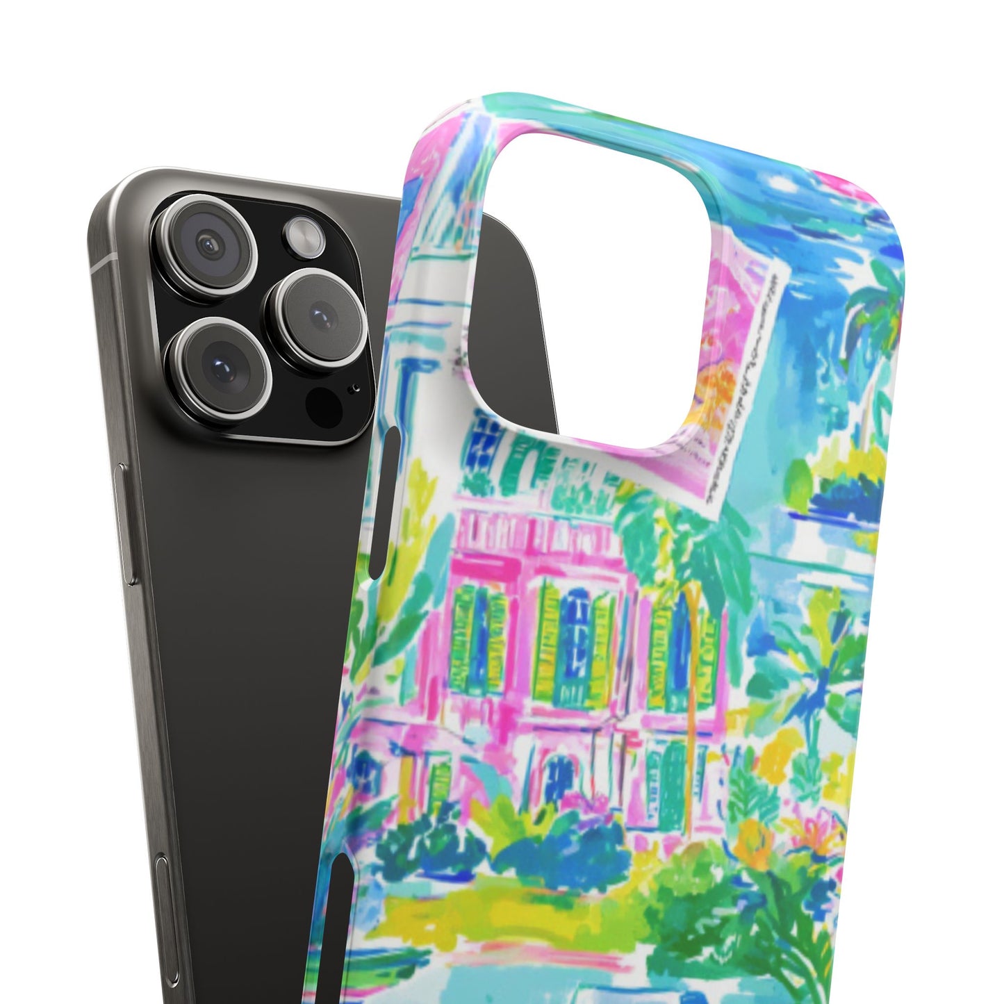 Tropical Pastel Beach Houses Print - PHONE CASE