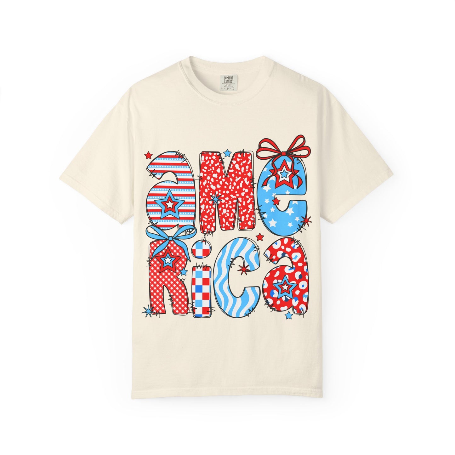 America Graphic T-Shirt — Patriotic Red White Blue 4th of July Tee