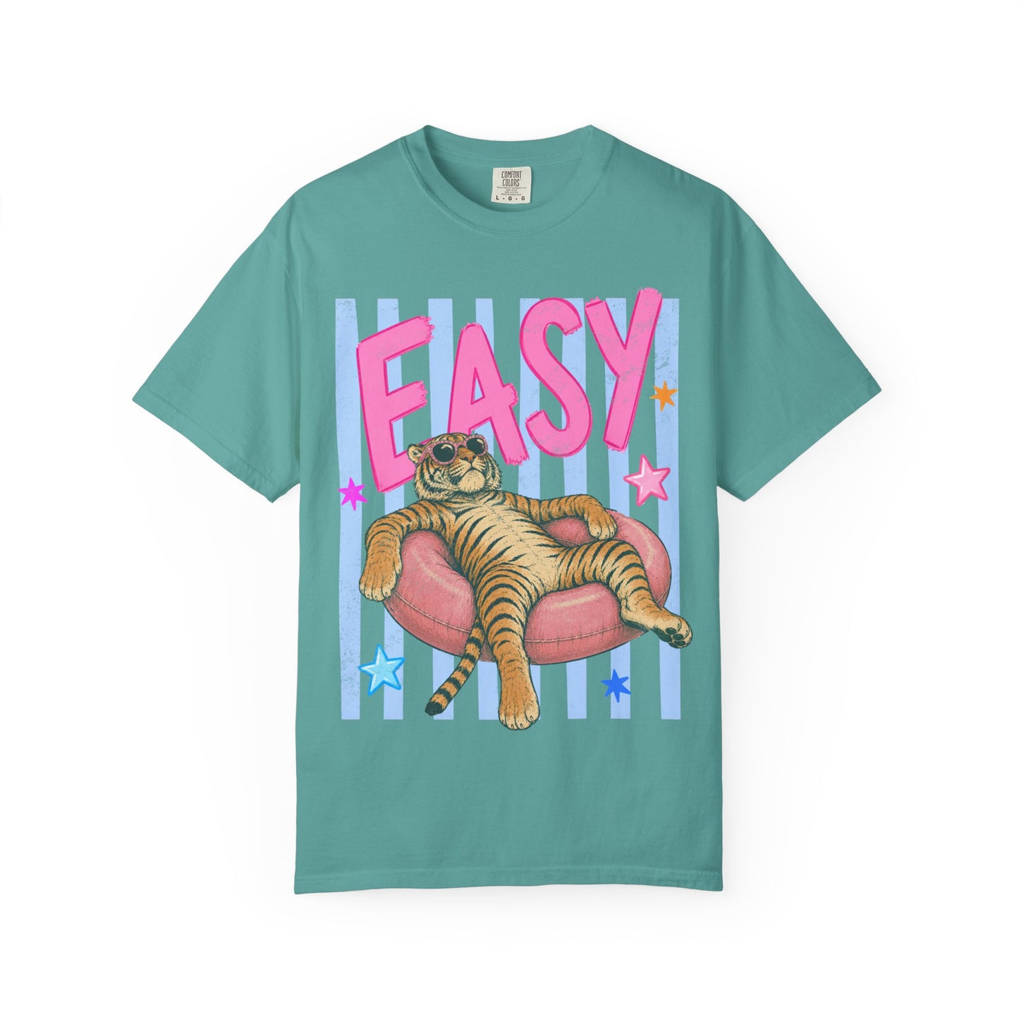 Easy Tiger T-Shirt — Relaxed Graphic Tee with 'EASY' Lounge Cat Design