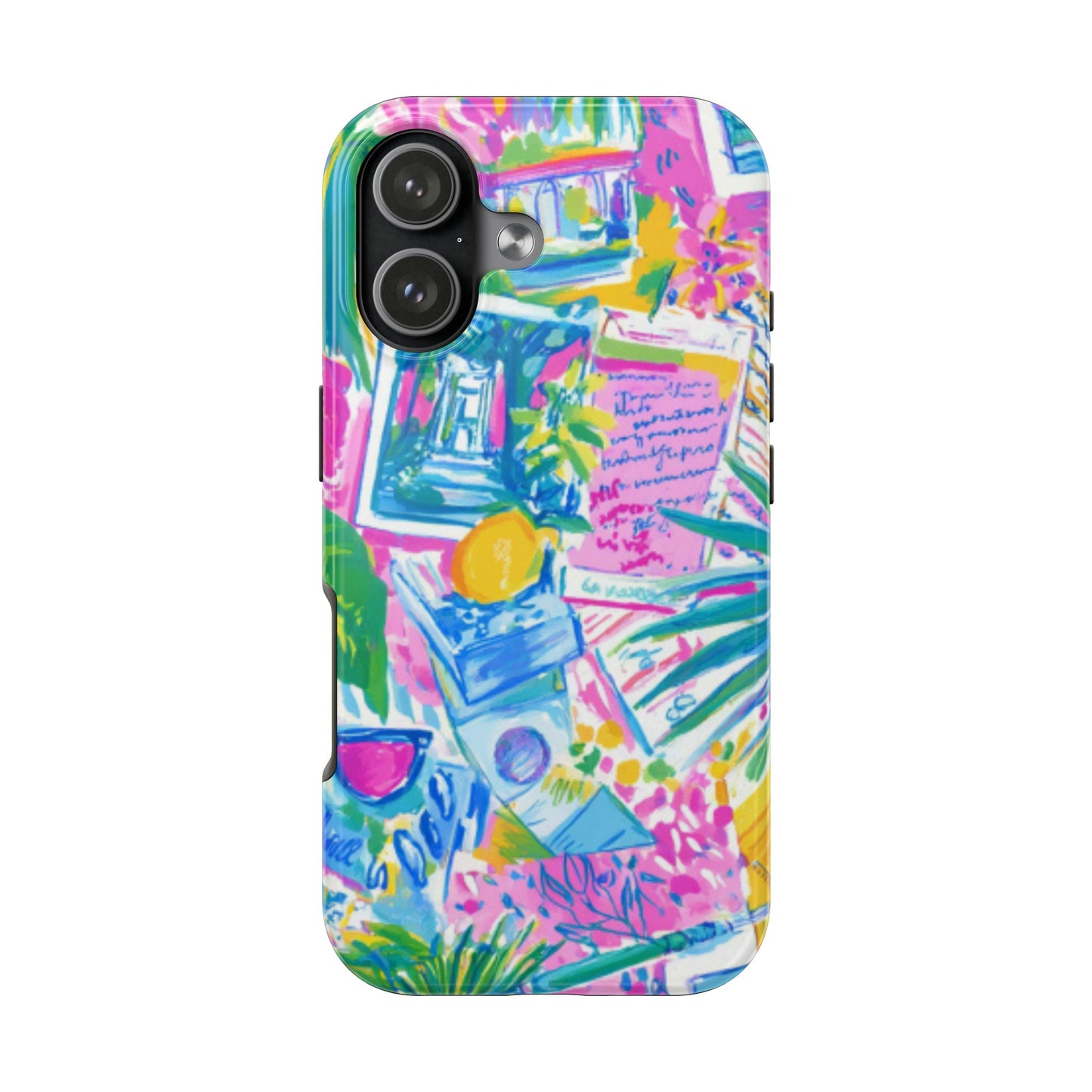 Tough Phone Case — Colorful Tropical Desk Pattern