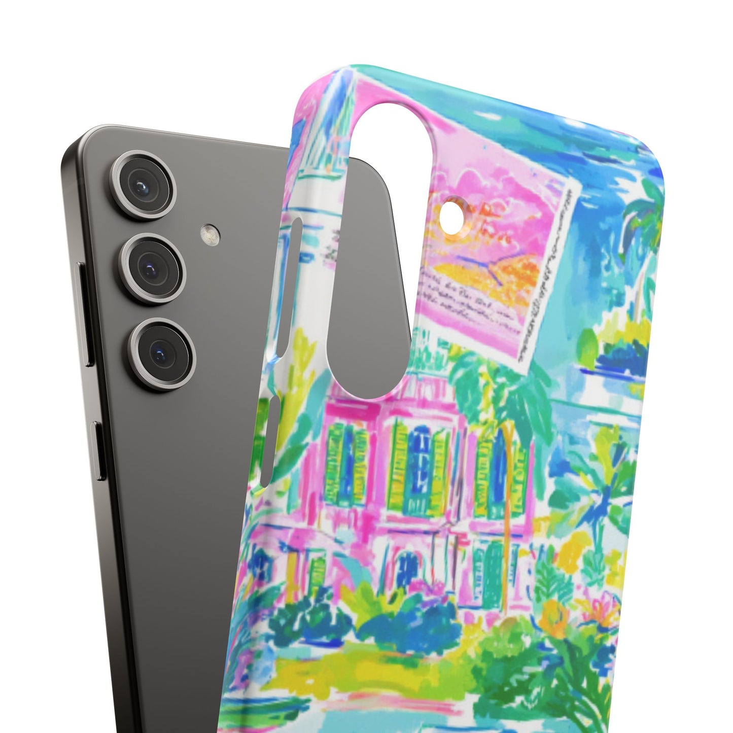 Tropical Pastel Beach Houses Print - PHONE CASE