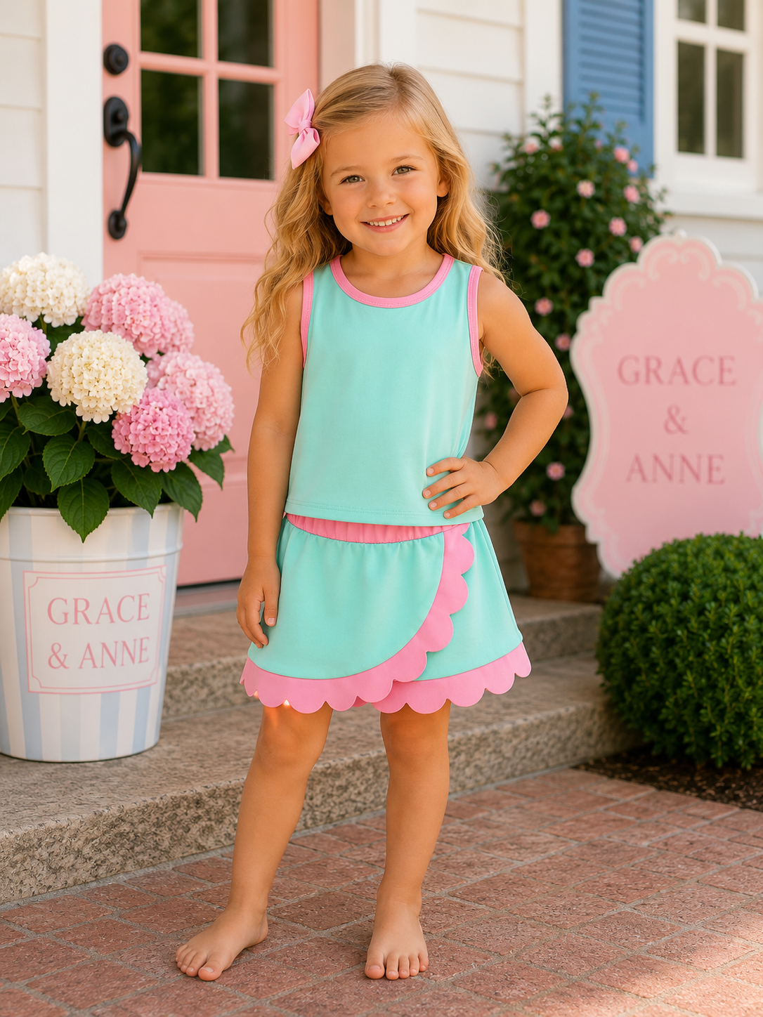 Mint Performance Scalloped Skorts Set