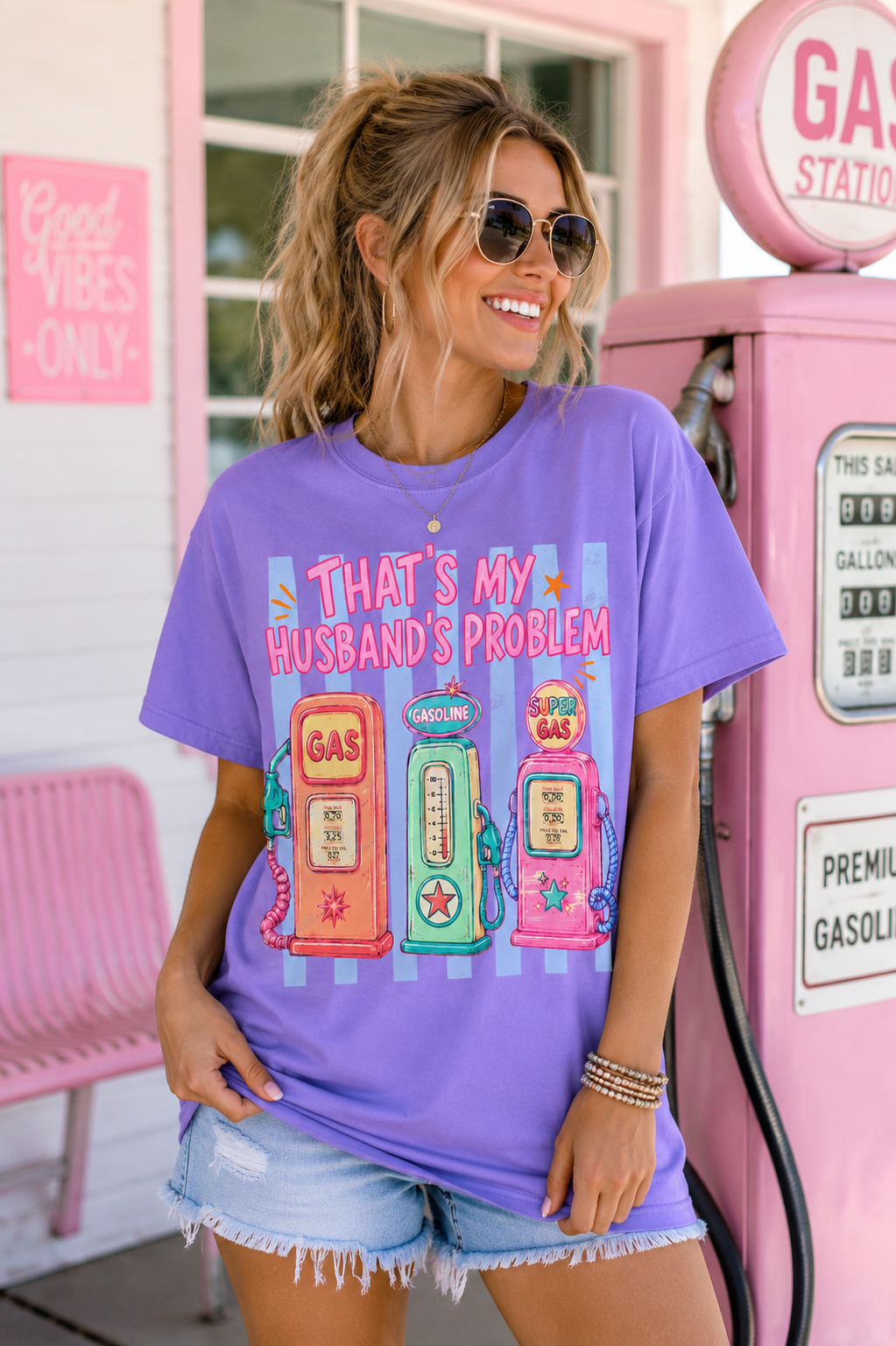 That's My Husband's Problem Gas Pumps T-Shirt