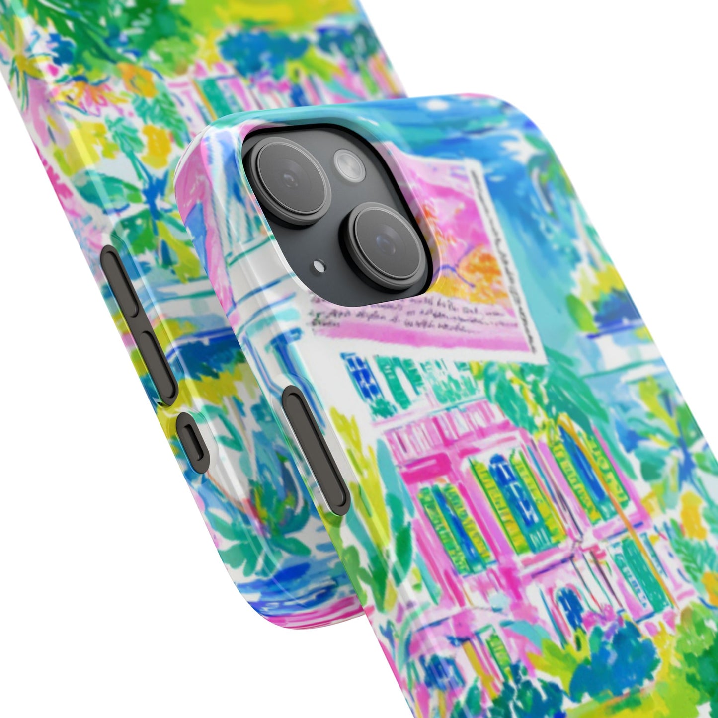 Tropical Pastel Beach Houses Print - PHONE CASE