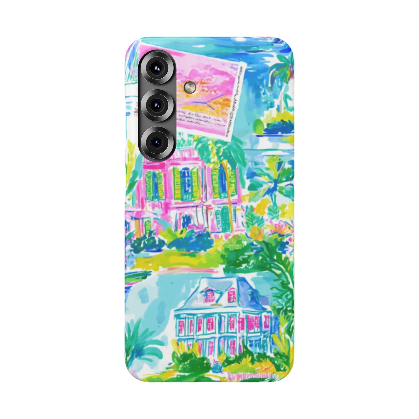 Tropical Pastel Beach Houses Print - PHONE CASE
