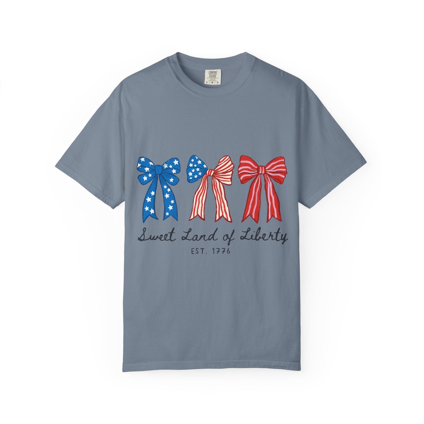 Patriotic Bows T-Shirt — "Sweet Land of Liberty" 4th of July Tee