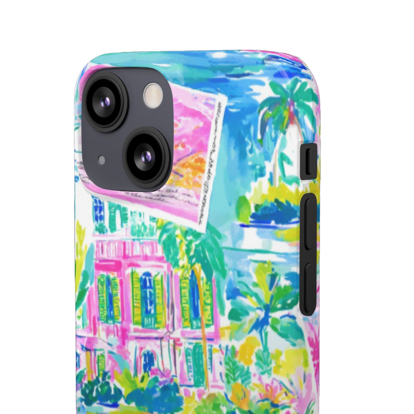 Tropical Pastel Beach Houses Print - PHONE CASE