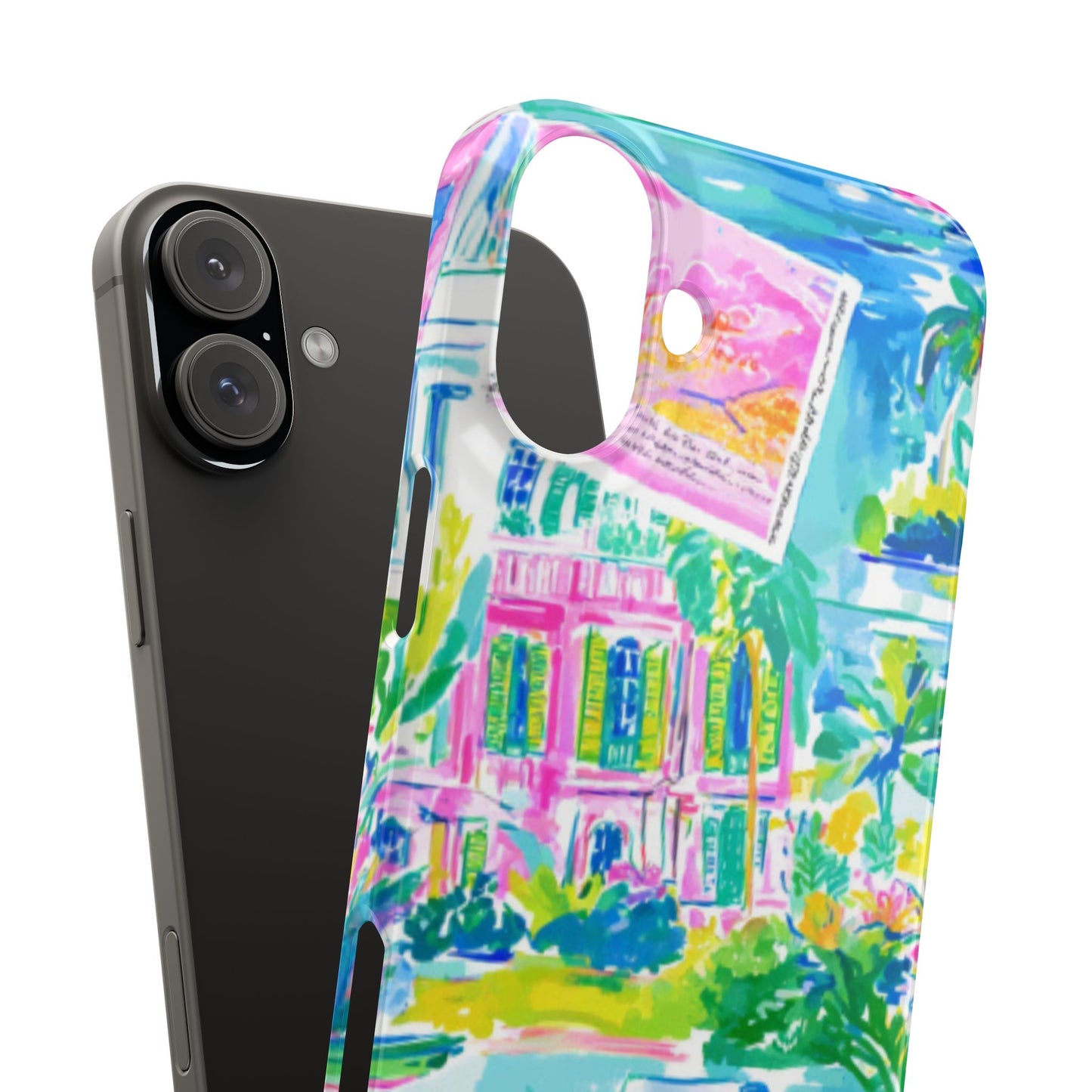 Tropical Pastel Beach Houses Print - PHONE CASE
