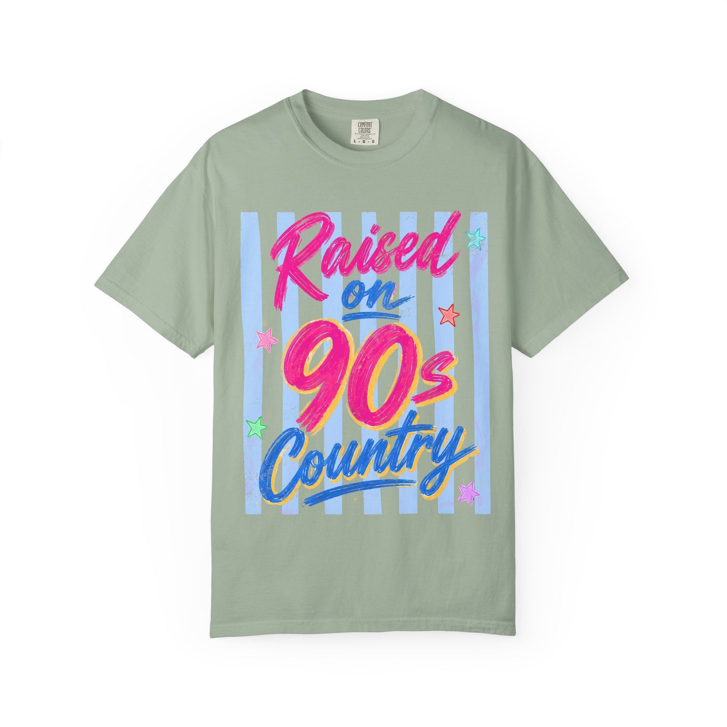 T-Shirt — "Raised on 90s Country" Retro Neon Graphic Tee