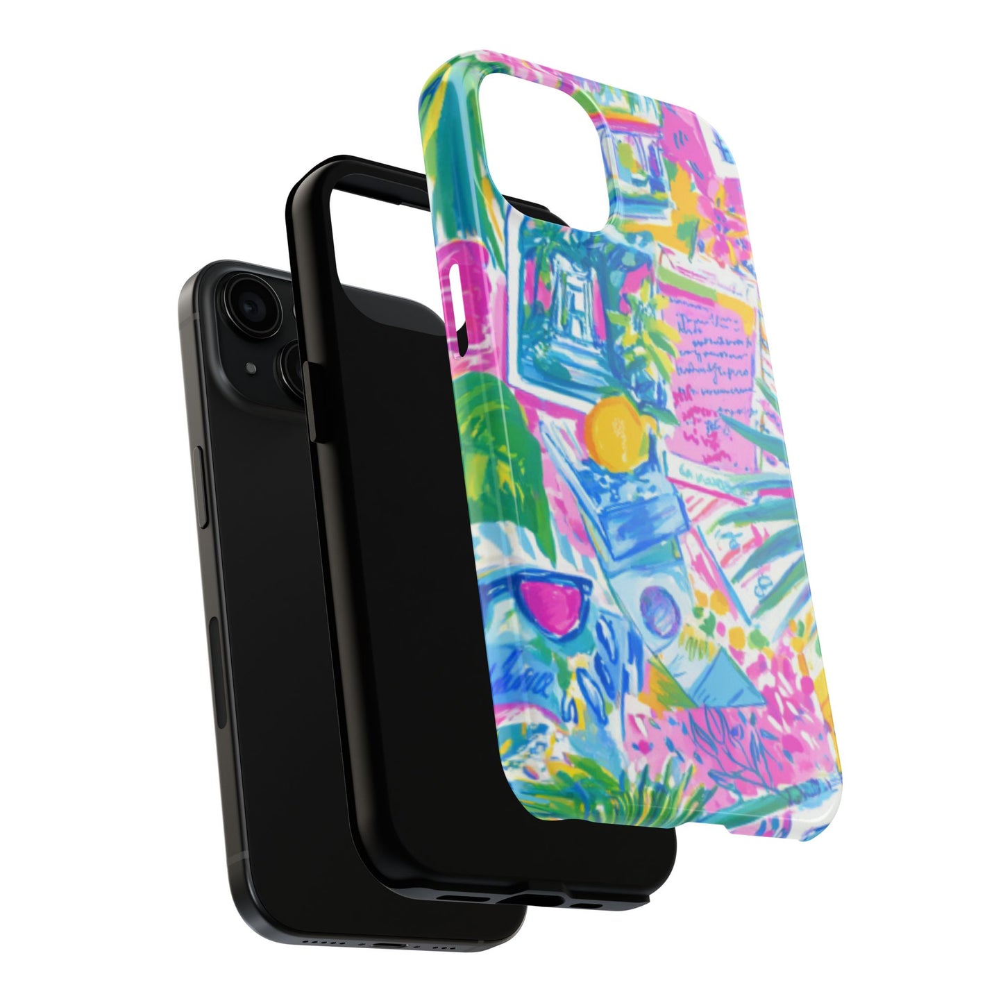 Tough Phone Case — Colorful Tropical Desk Pattern