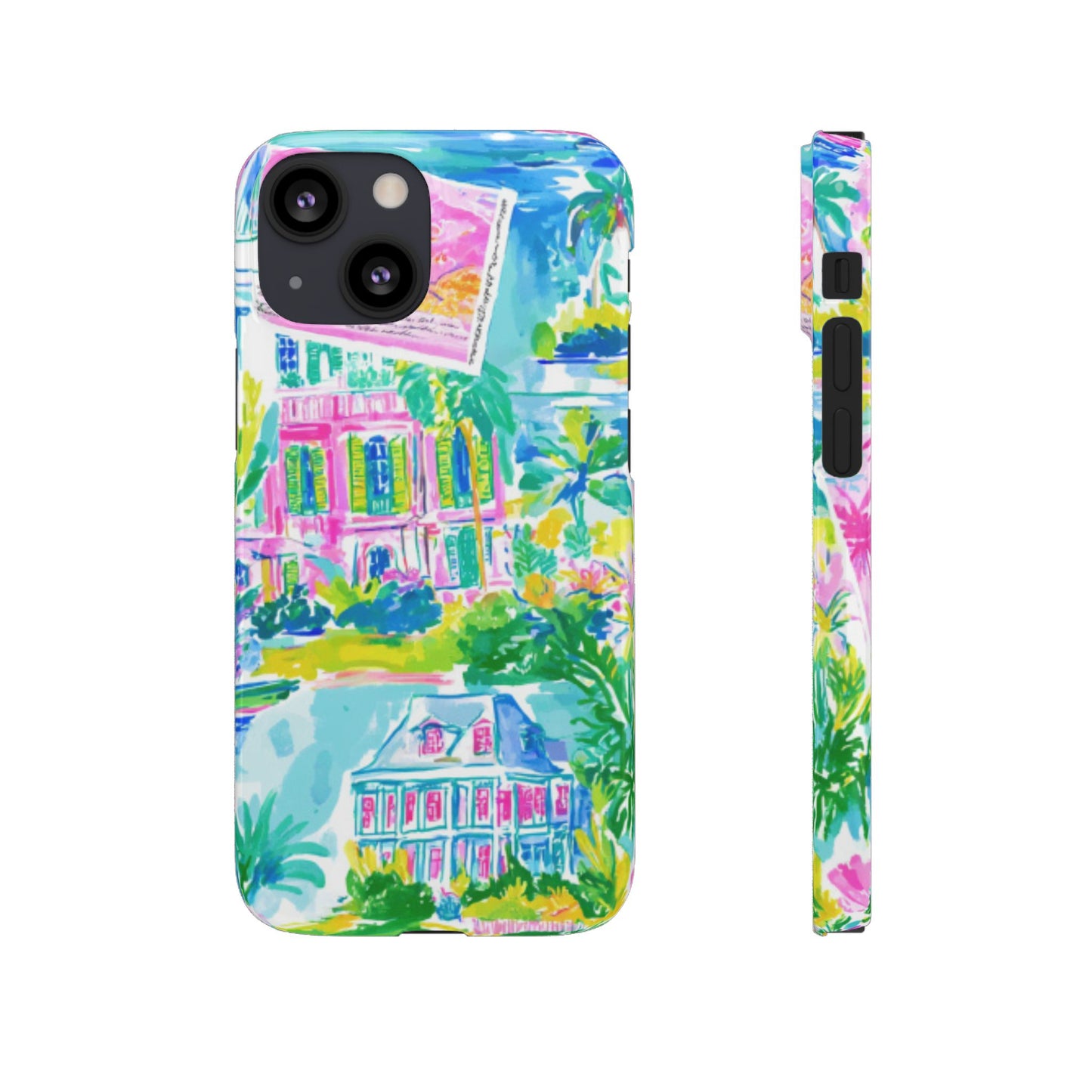 Tropical Pastel Beach Houses Print - PHONE CASE