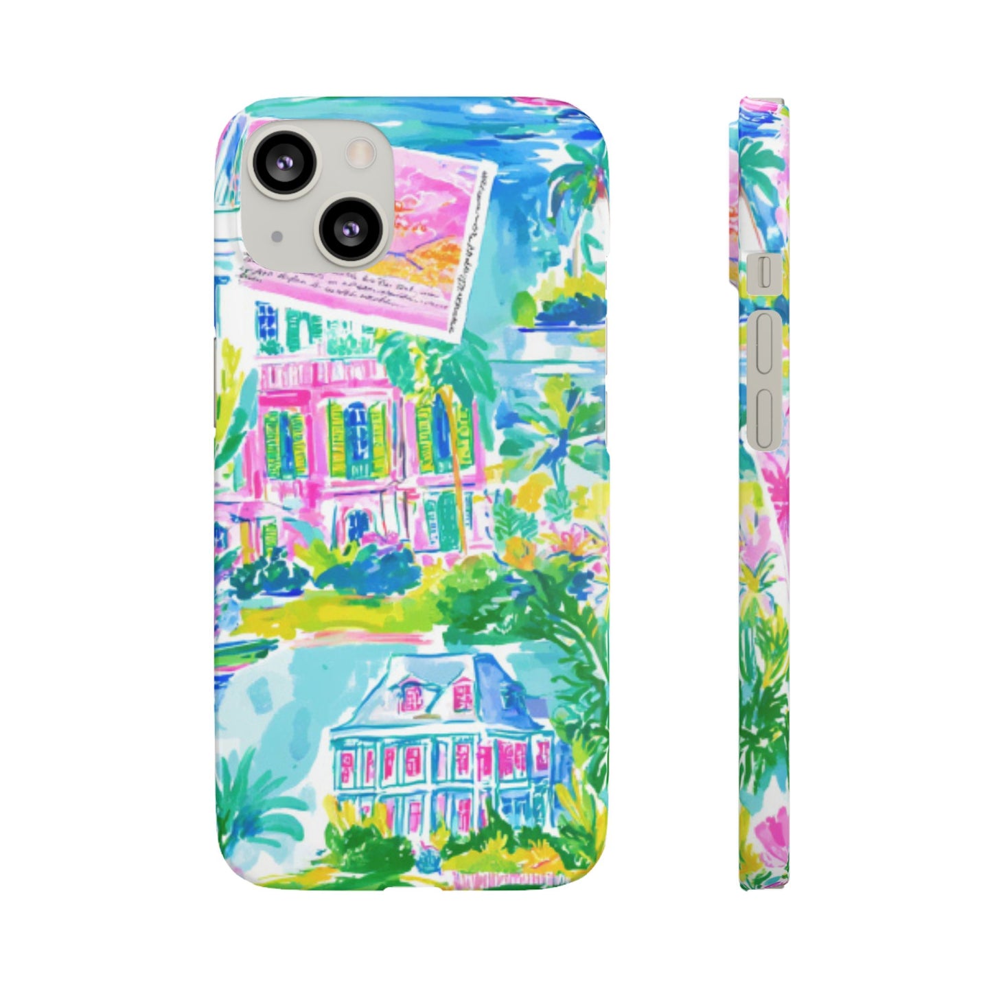 Tropical Pastel Beach Houses Print - PHONE CASE