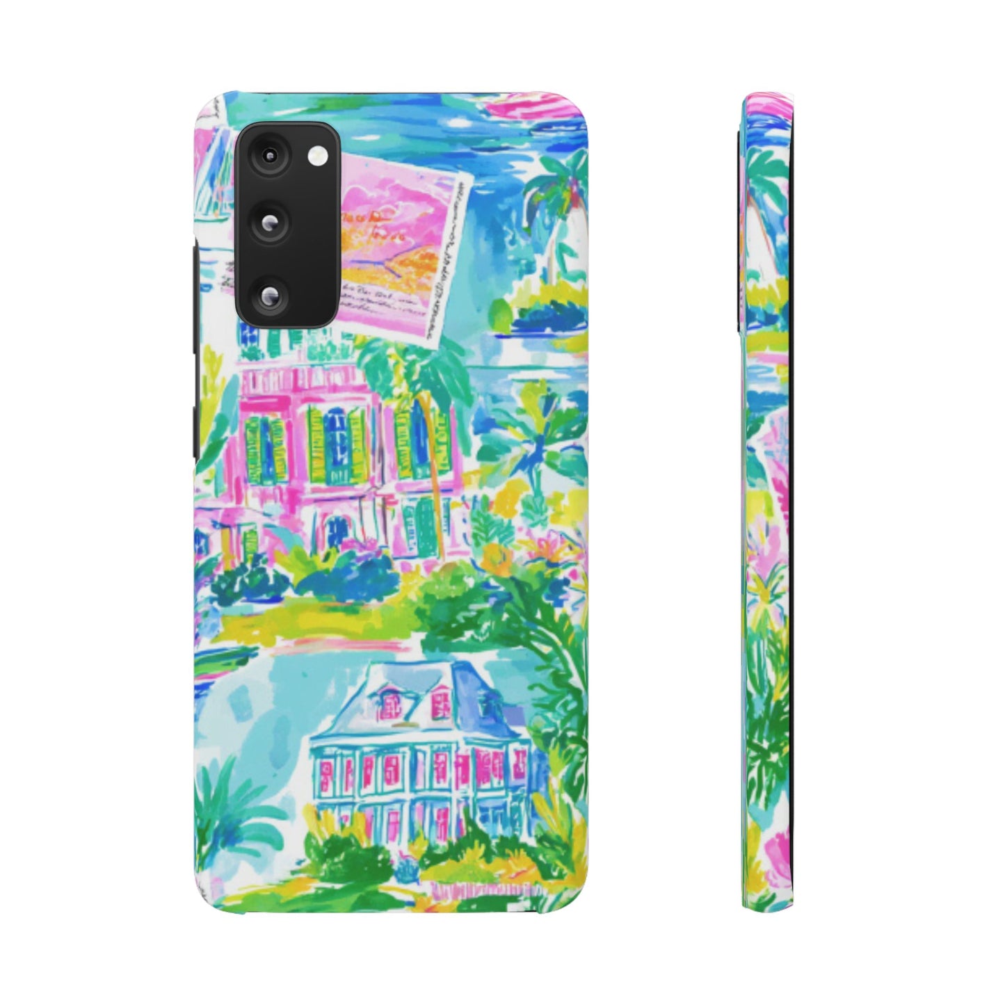 Tropical Pastel Beach Houses Print - PHONE CASE
