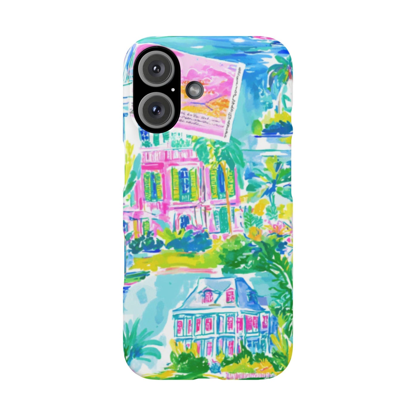 Tropical Pastel Beach Houses Print - PHONE CASE