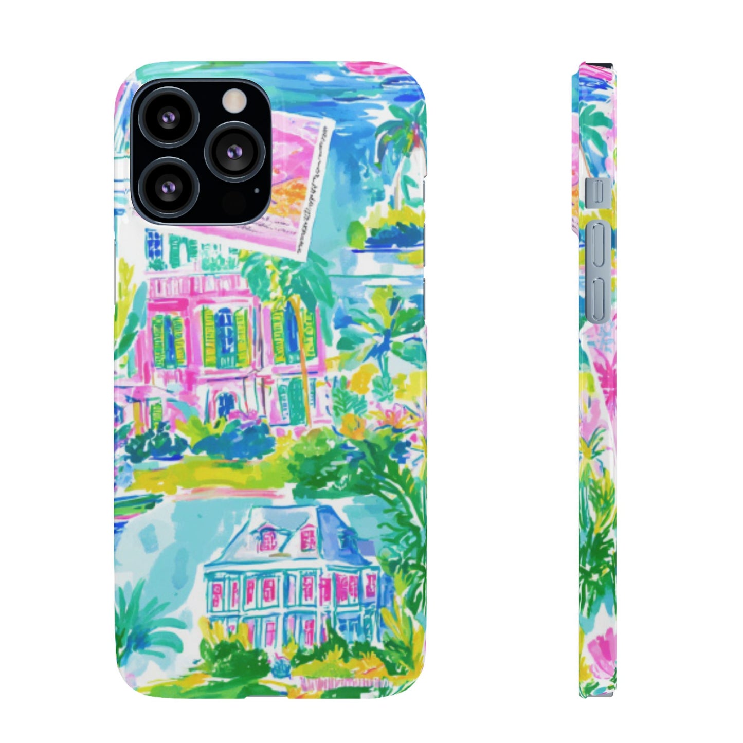 Tropical Pastel Beach Houses Print - PHONE CASE