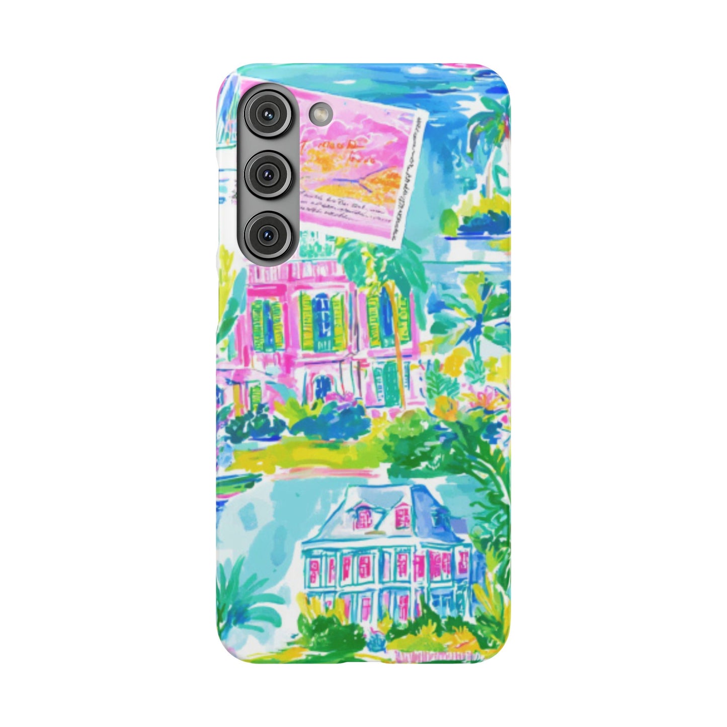 Tropical Pastel Beach Houses Print - PHONE CASE