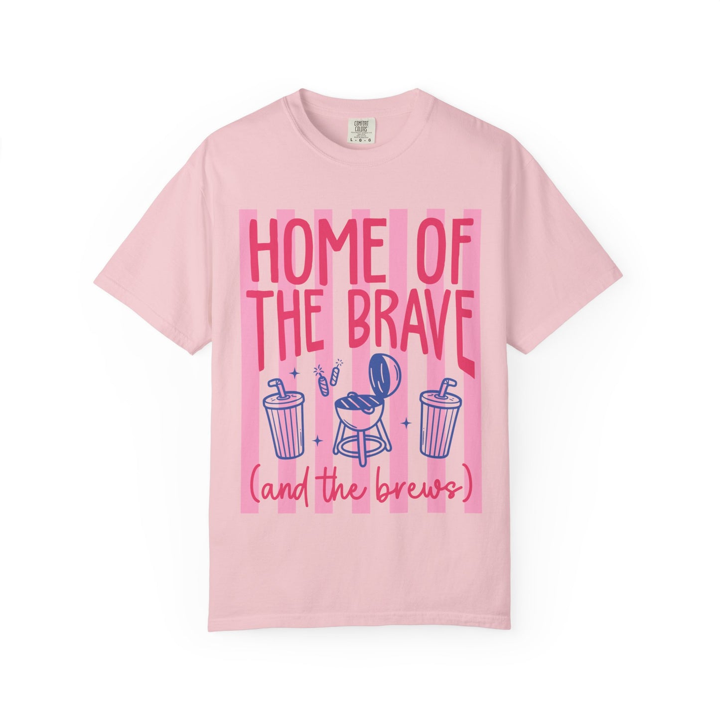 T-Shirt — “Home of the Brave (and the Brews)” Patriotic Coffee & Beer Graphic Tee