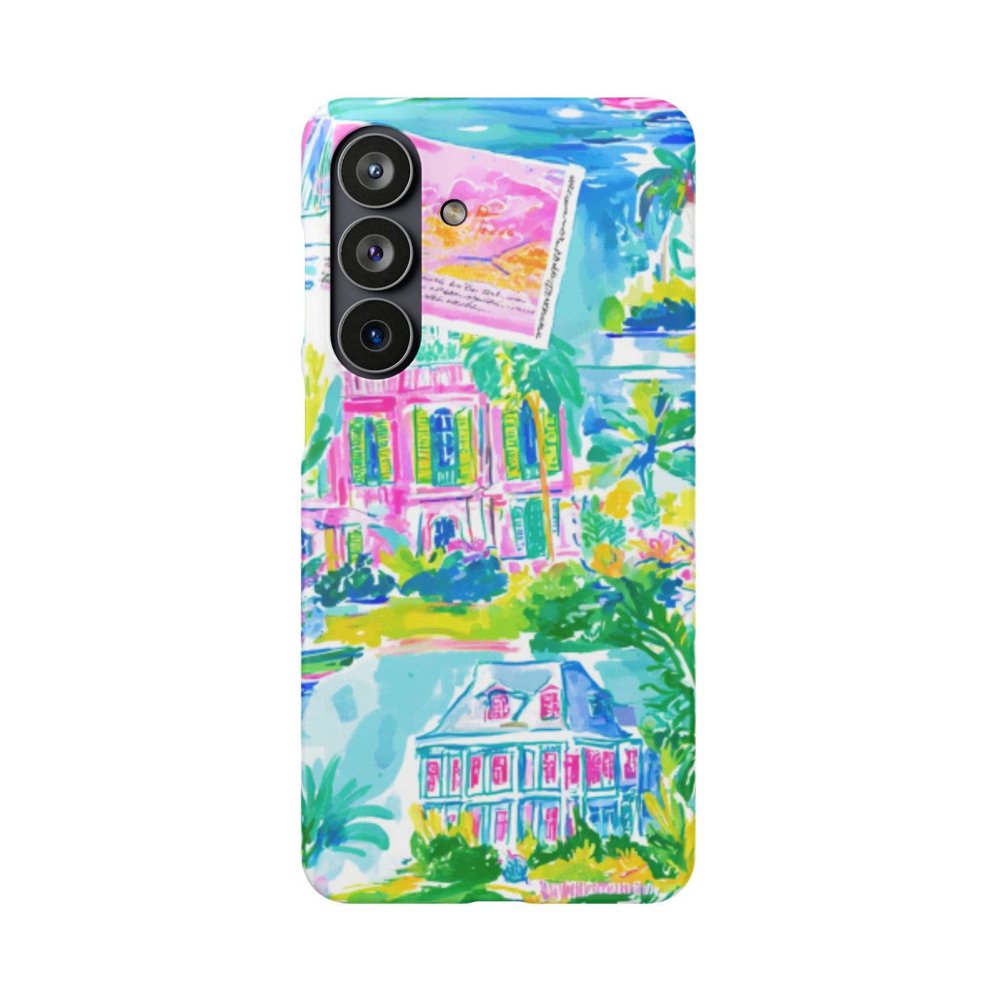 Tropical Pastel Beach Houses Print - PHONE CASE