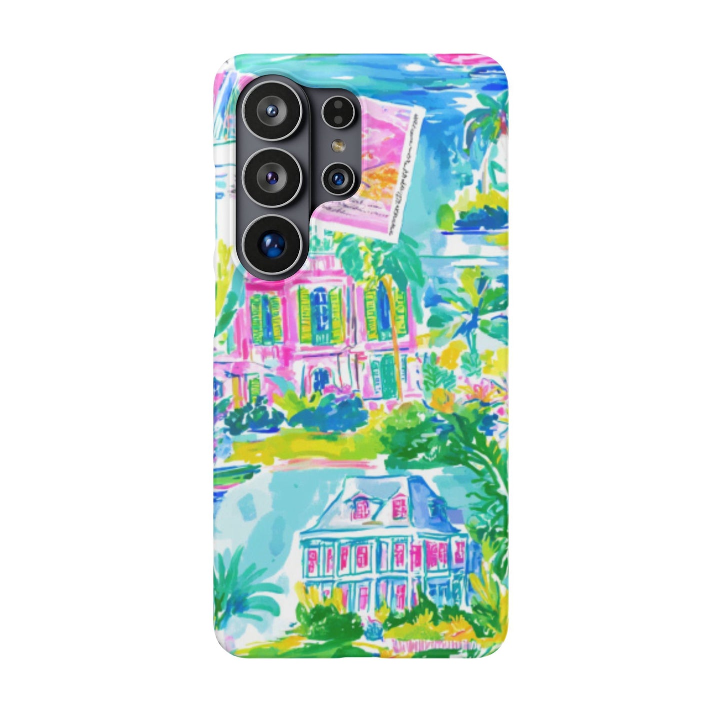 Tropical Pastel Beach Houses Print - PHONE CASE