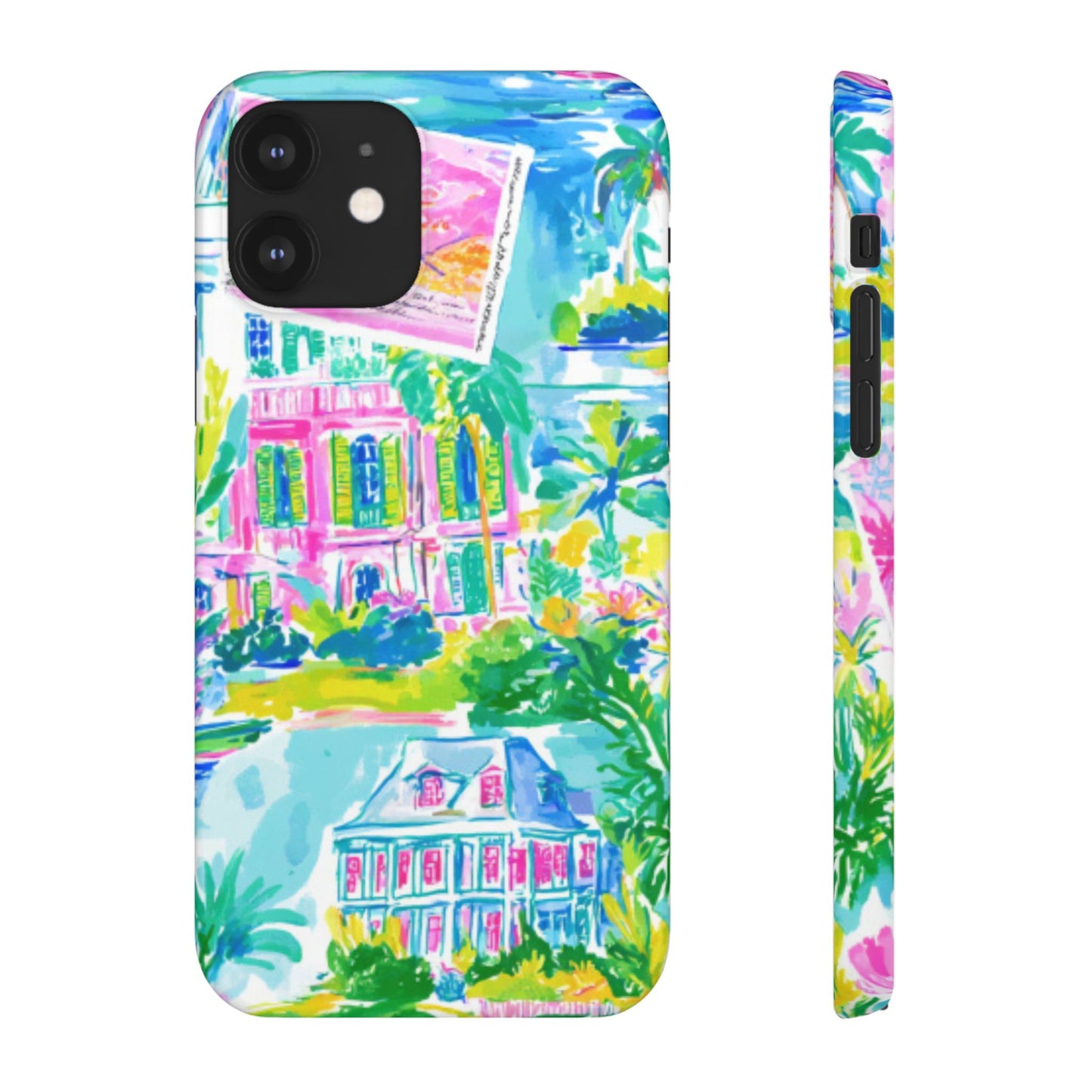 Tropical Pastel Beach Houses Print - PHONE CASE