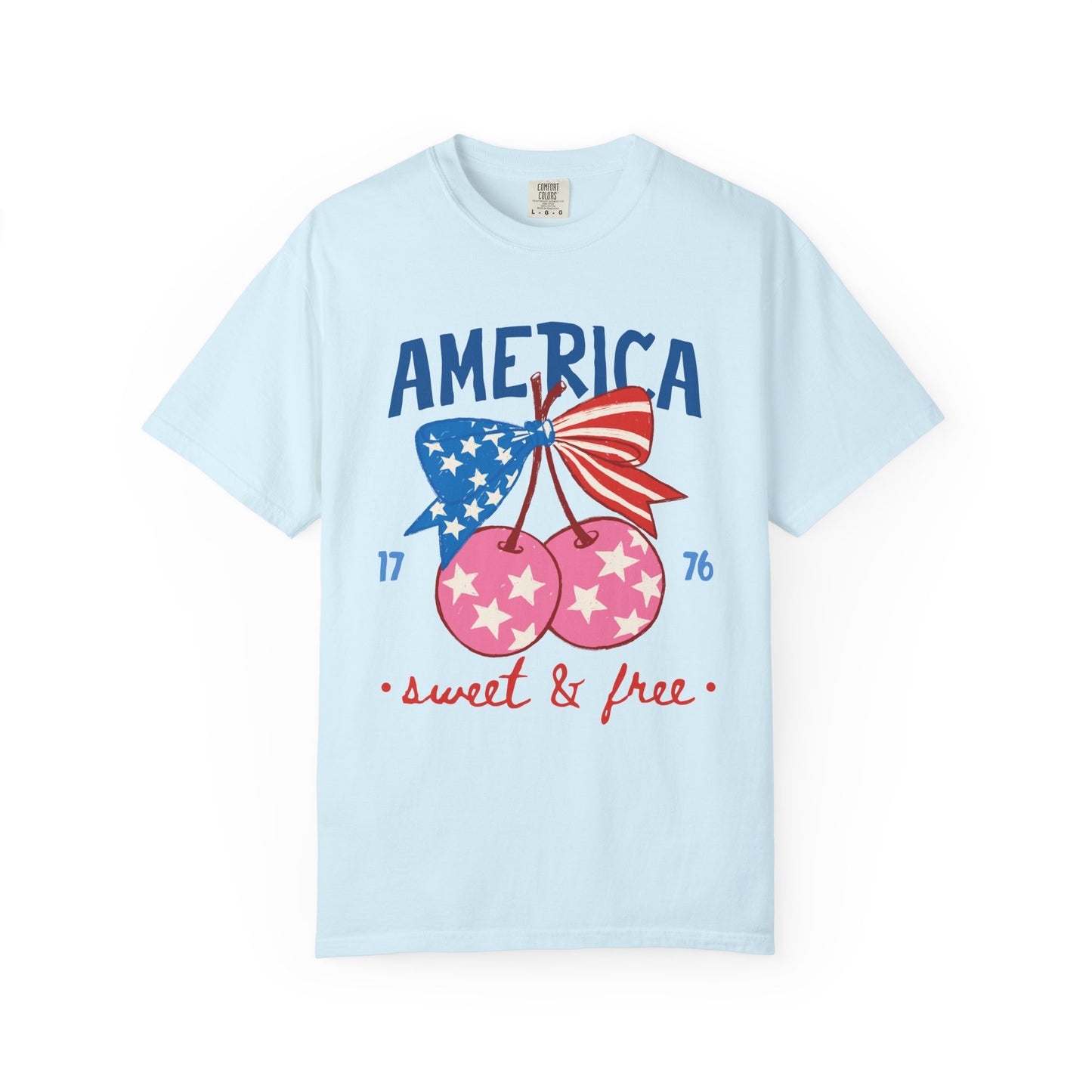 America Sweet & Free T-Shirt — Patriotic Cherry Graphic Tee