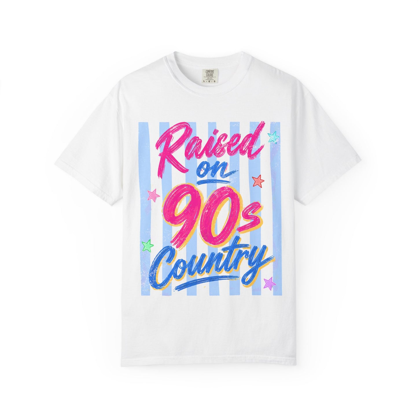 T-Shirt — "Raised on 90s Country" Retro Neon Graphic Tee