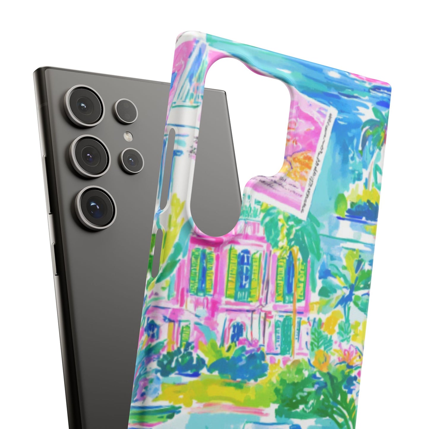Tropical Pastel Beach Houses Print - PHONE CASE