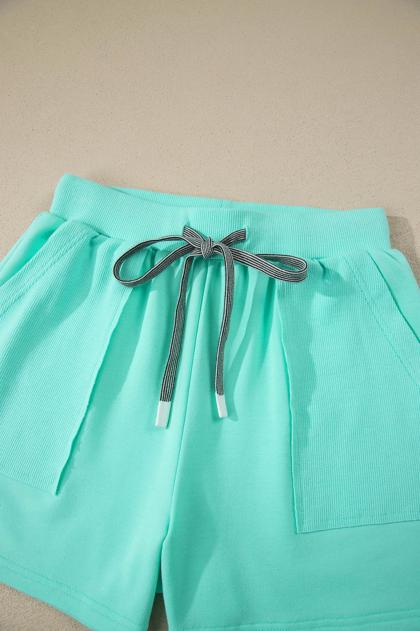 Sachet Pink V Neck Short Sleeve Top Drawstring Shorts 2pcs Set